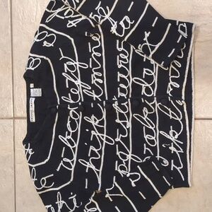 Michael Simon Cursive Writing Knit Cardigan School Teacher Size Small